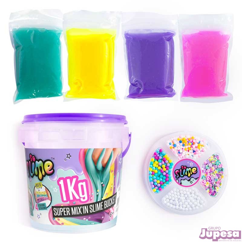 SLIME BUCKET 1KG C/DECORACION SURT.