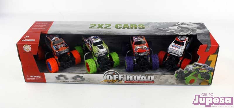 SET 4 COCHES 2X2 MONSTER FRICCION