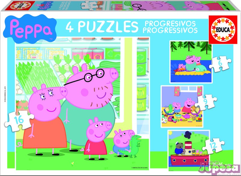 4 PUZZLES PROGRESIVOS PEPPA PIG