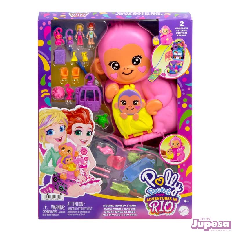 POLLY POCKET COFRE MAMA MONO Y BEBE